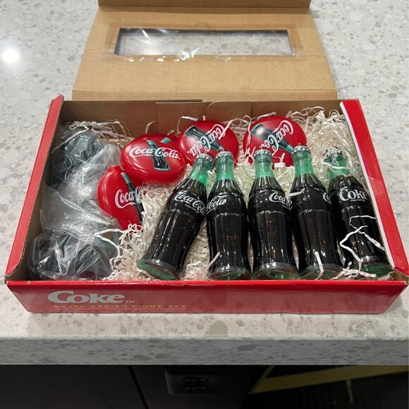 Vintage 1998 Coke Cola Soda Blow String Lights Set WORKS Never Used in Box Xmas - Picture 1 of 8